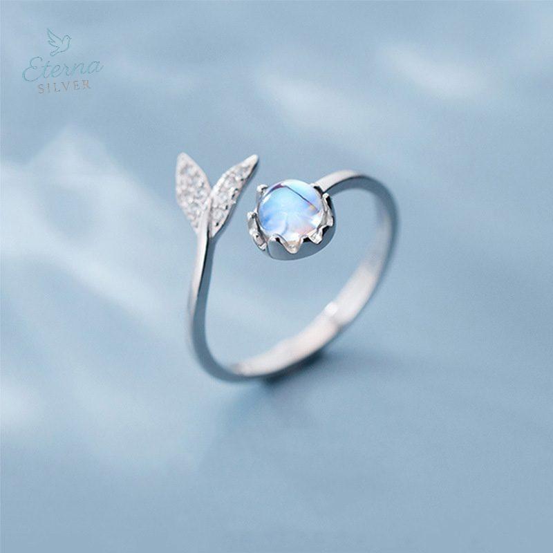 Nhẫn Bạc Eterna Silver Đuôi Cá Nàng Tiên Cá Đính Đá Aurora Lấp Lánh - Điều Chỉnh Kích Cỡ - Hình ảnh 6