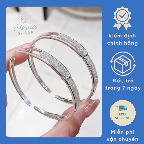 Lắc Tay Nữ Bạc S925 Đính Đá CZ Sang Trọng | Lắc Cứng Cao Cấp – Eterna Silver