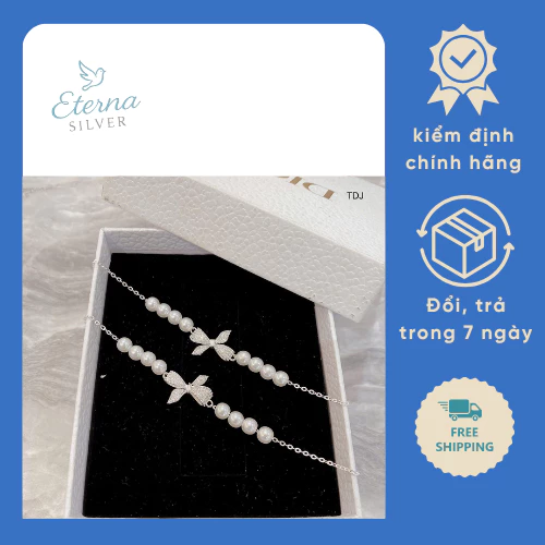 Vòng tay chuỗi ngọc họa tiết cánh hoa Eternasilver dành cho nữ.