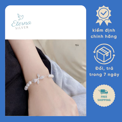 Vòng tay chuỗi ngọc họa tiết cánh hoa Eternasilver dành cho nữ. - Hình ảnh 4